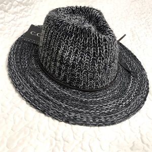 C.C. black sweater knit fedora hat. NWT.